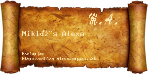 Miklós Alexa névjegykártya